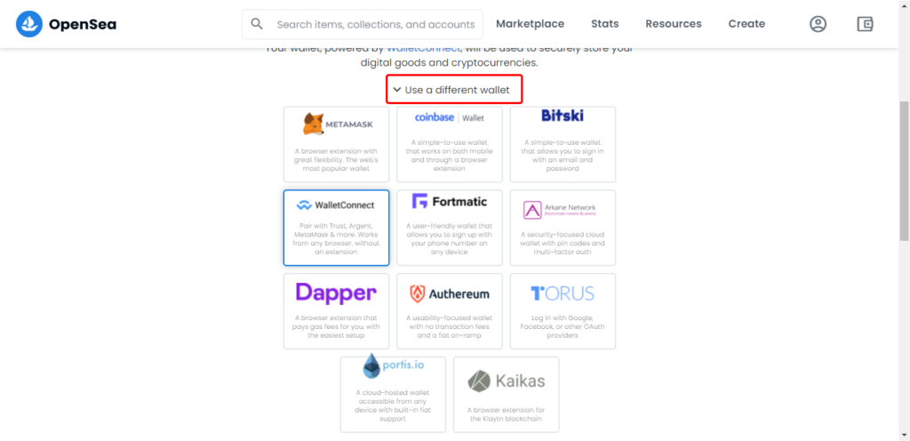 opensea connect wallet