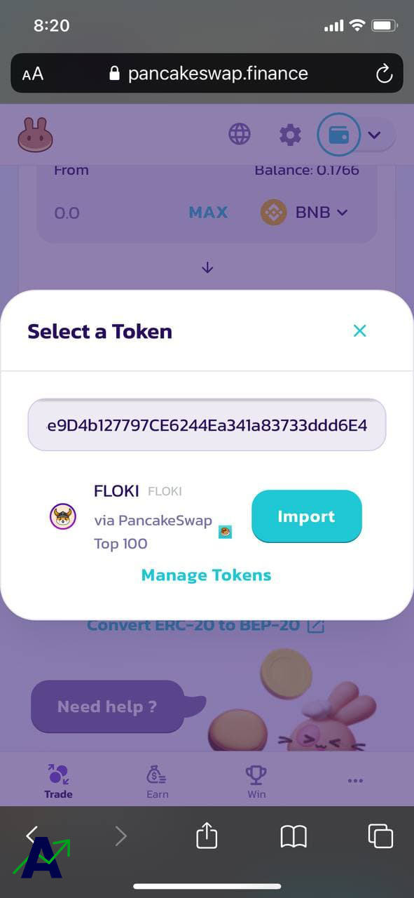 How to Buy FLOKI token - pancakeswap import token