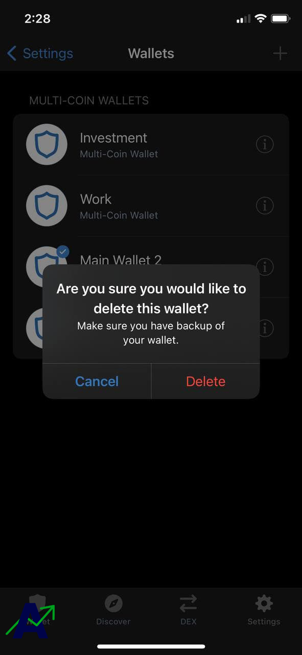 how to delete trust wallet account - confirm it