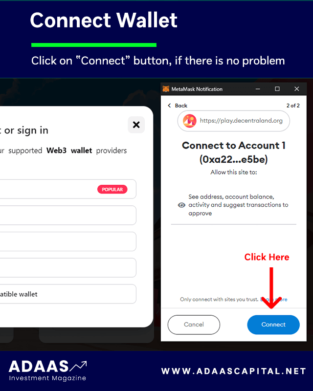 confirm the wallet connect