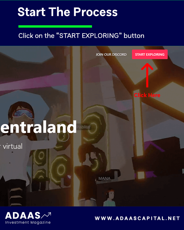 get started button on decentraland