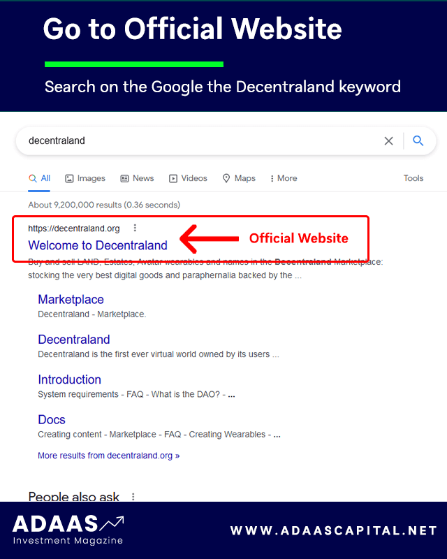searching decentraland on google