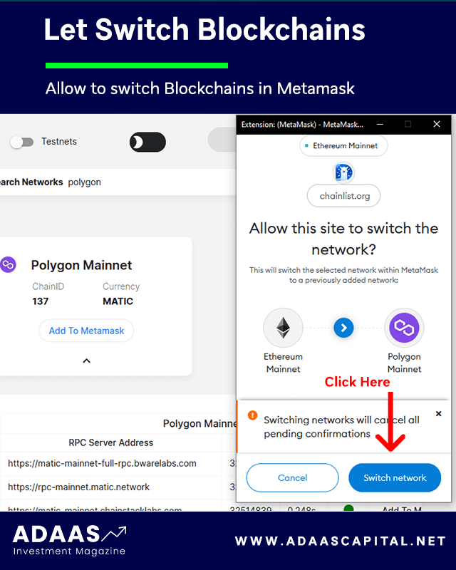 allow metamask to switch the blockchain