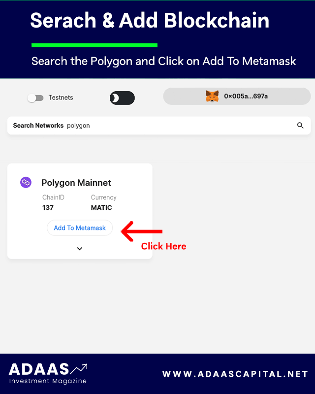 search polygon and add to metamask