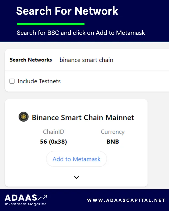 Search for binance smart chain in chainlist