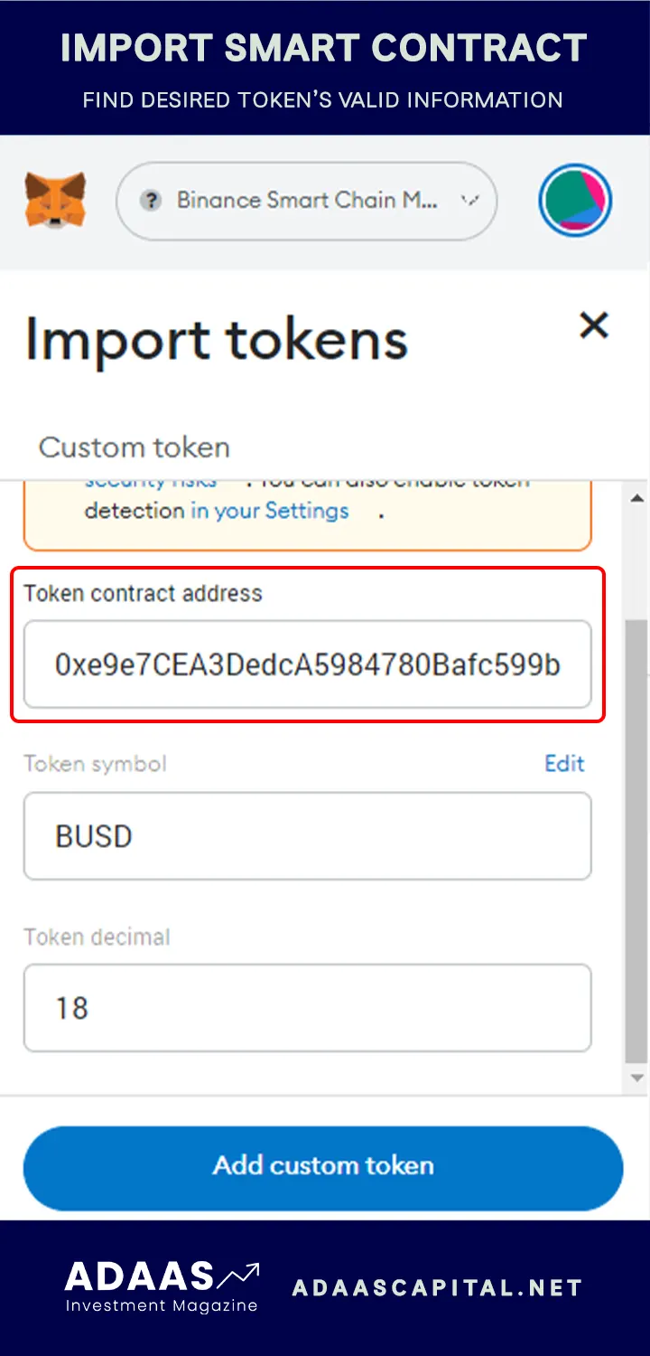 import smart contract of the desired token