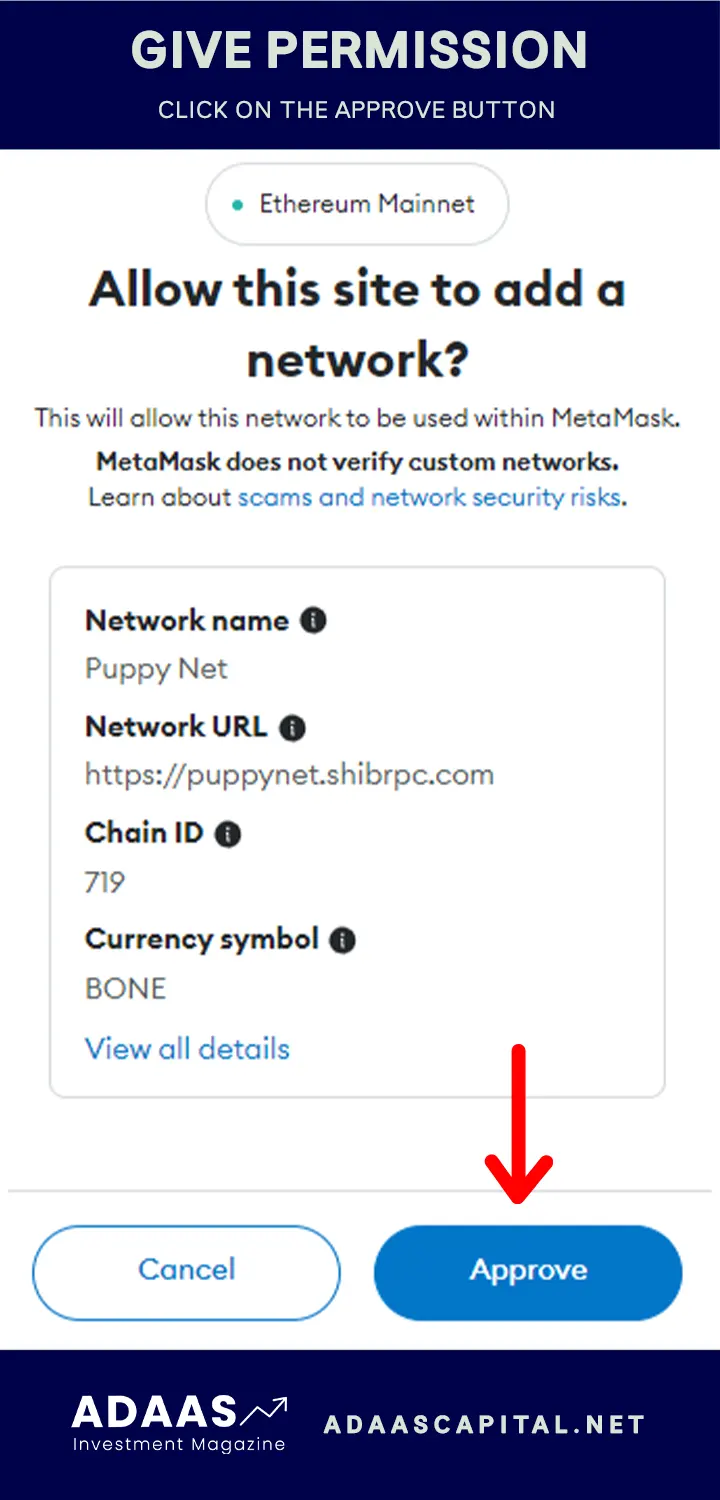 allow shibrpc to import puppy net to metamask