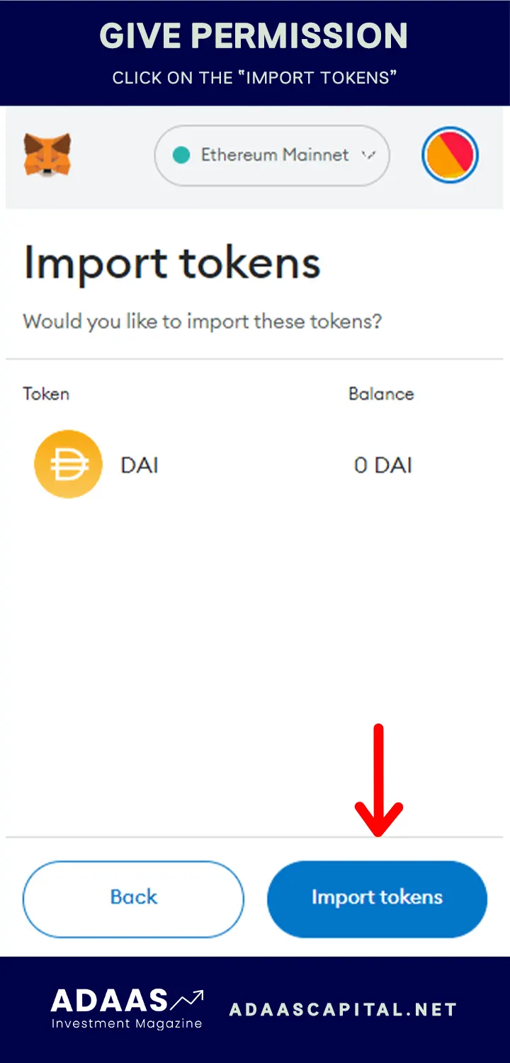 approve adding dai token to metamask