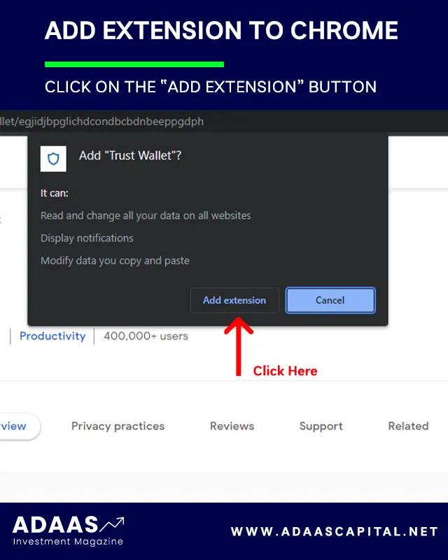 click on add extension button