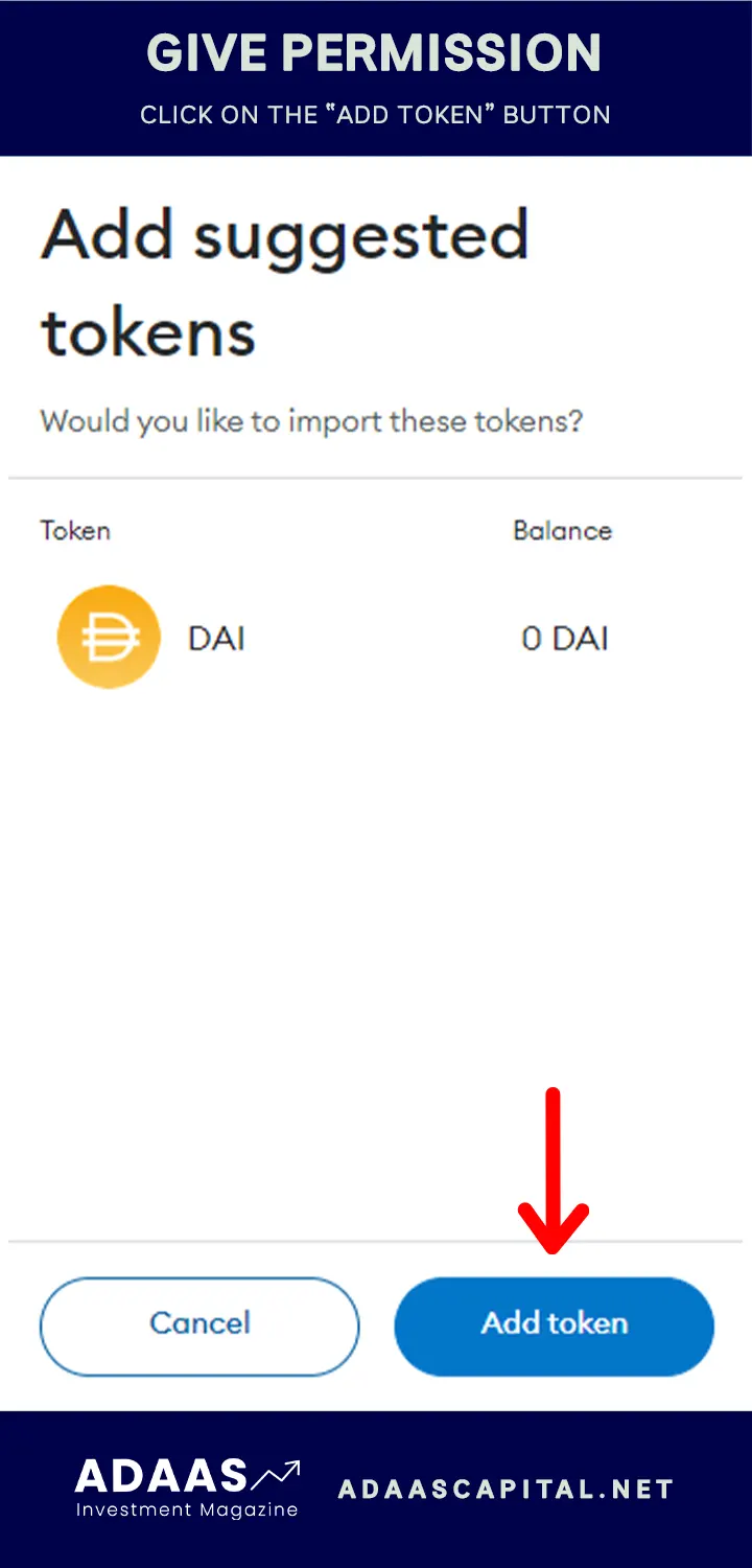 metamask asks to add dai token