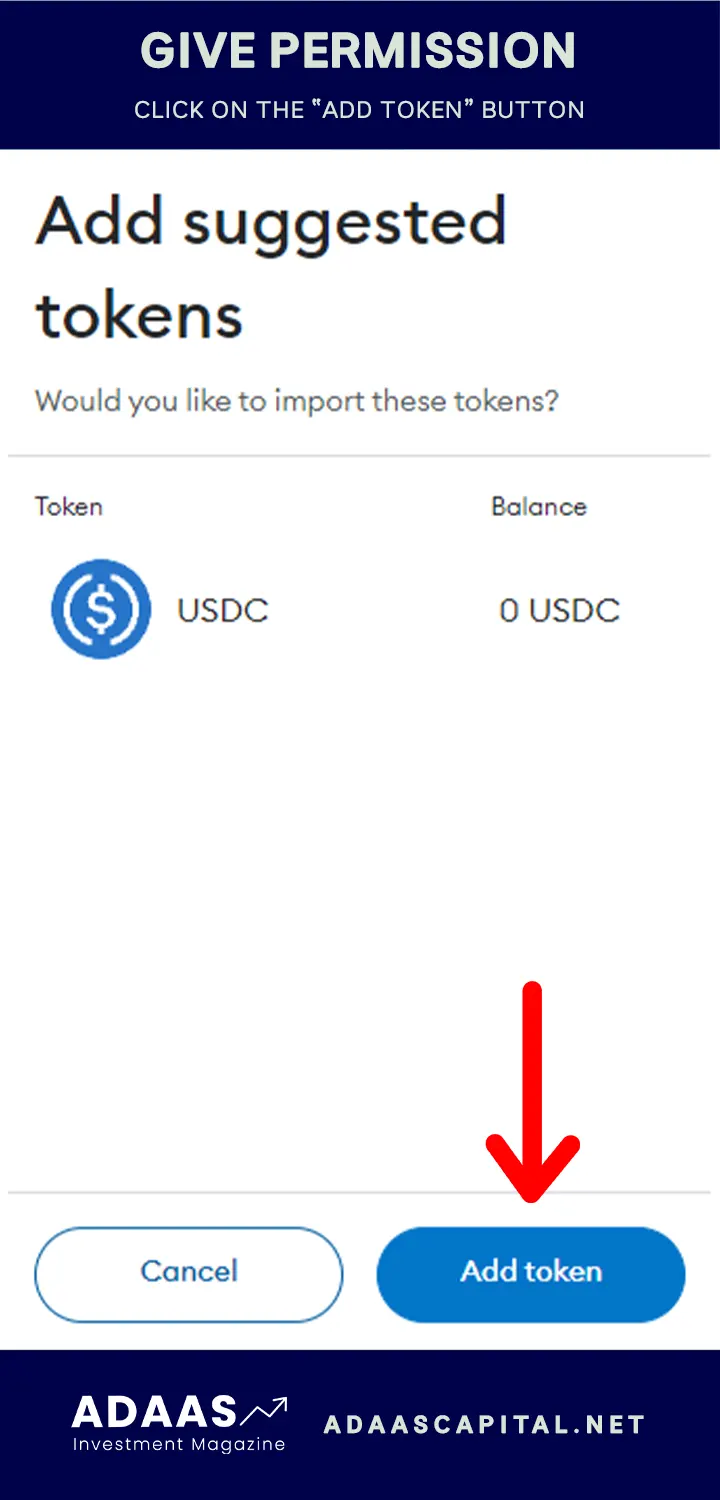metamask asks to add usdc token