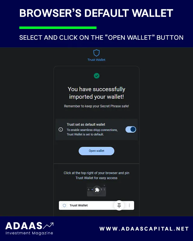select if you want trust wallet to be your browser's default wallet