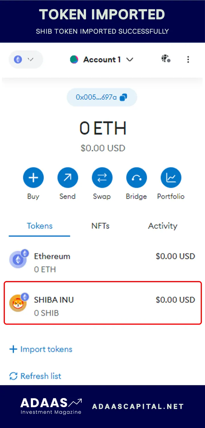shib token added successfully to metamask