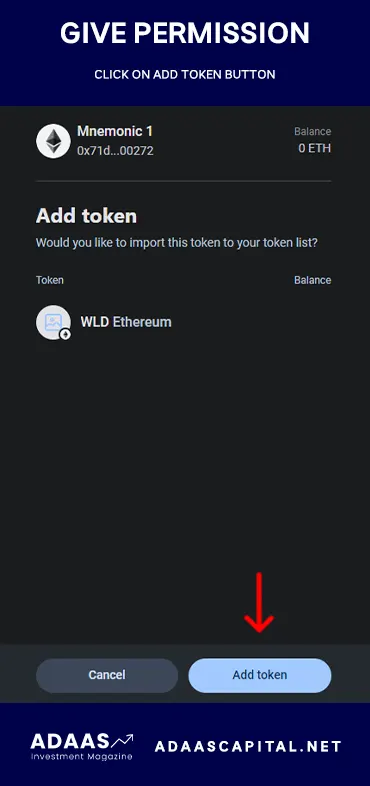 TRUST WALLET asks to add WORLDCOIN WLD token
