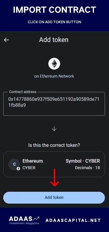 import CyberConnect contract to add custom token to trust wallet