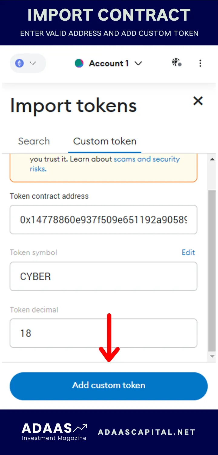 import CyberConnect contract to add custom token