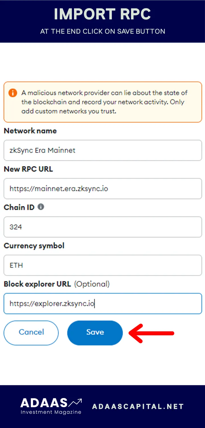 zksync network rpc to add in metamask