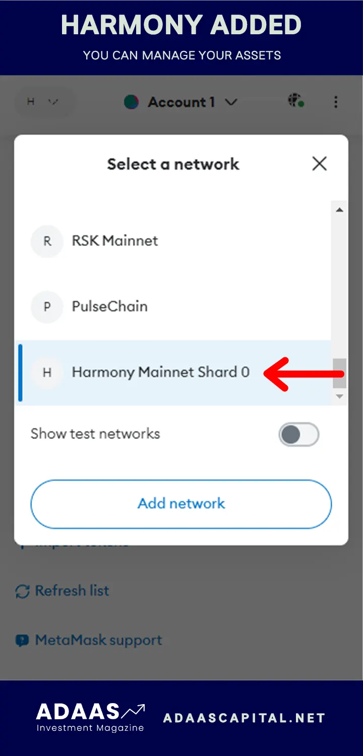 harmony mainnet added to metamask wallet