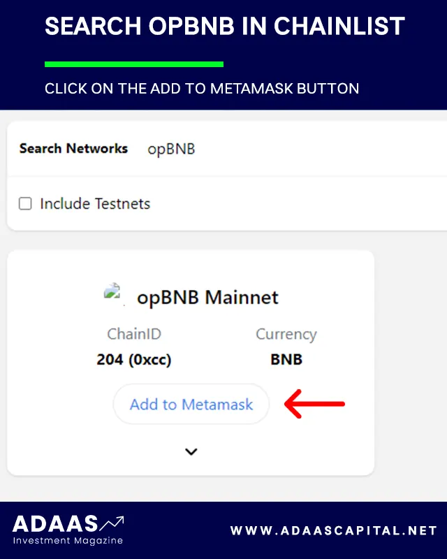 searching for opbnb in chainlist