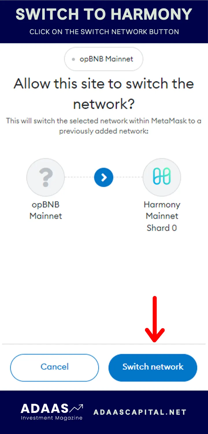 switch network to Harmony Mainnet